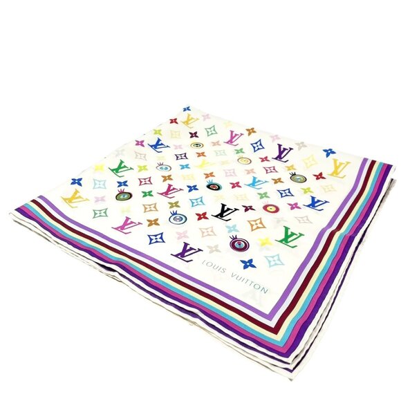 LOUIS VUITTON Vintage LV Eye Love Monogram Logo Multicolor Scarf Wrap [105707] - Picture 6 of 13